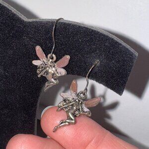 Painted Wing, Fairy Dangle Earrings